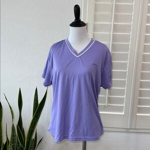 AVIA SIZE XL~LAVENDER V-NECK SHORT SLEEVE ATHLETIC T-SHIRT TOP~PERFORMANCE WEAR
